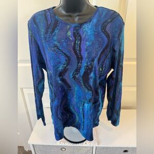 Chico's Vibrant Blue and Black Patterned Top
